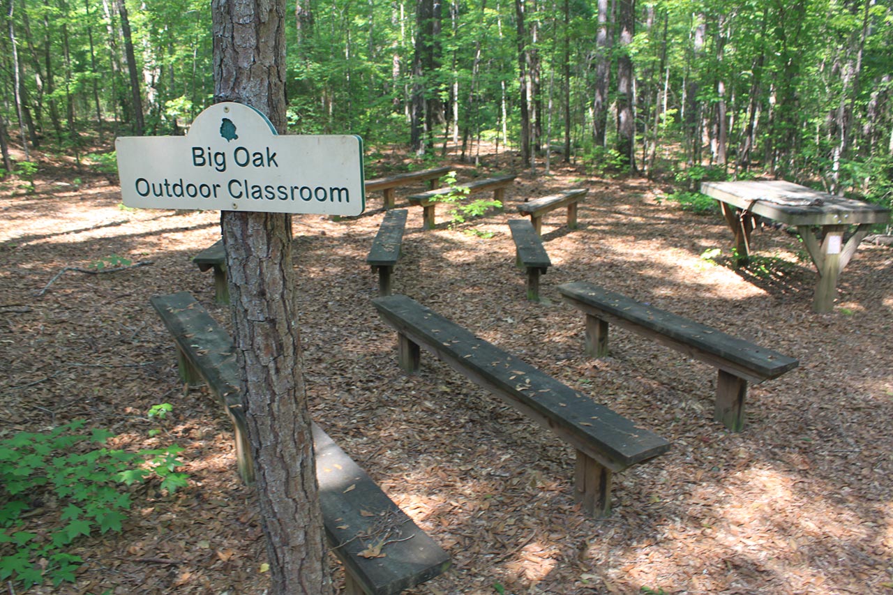The Big Oak Outdoor Classroom is shown where people can learn