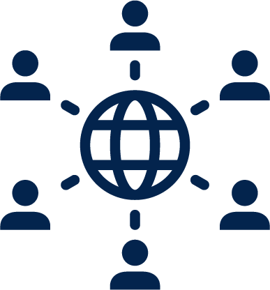 Illustration of people connected in a network for Network Data link