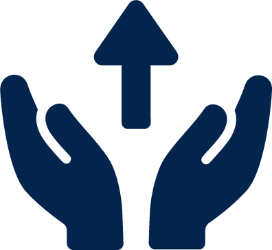 Icon of an arrow pointing out from a set of hands