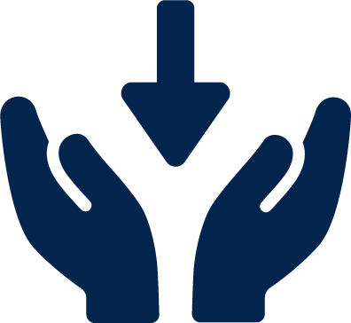 Icon of an arrow pointing into a set of hands