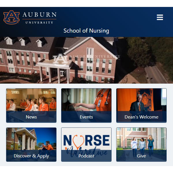 The School of Nursing website designed by the CWS students