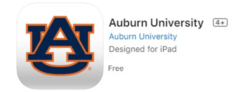 A screenshot of the Auburn app currently available in the App store