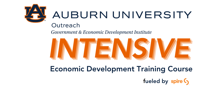 Image of GEDI logo and text Intensive Economic Development Training Course fueled by Spire