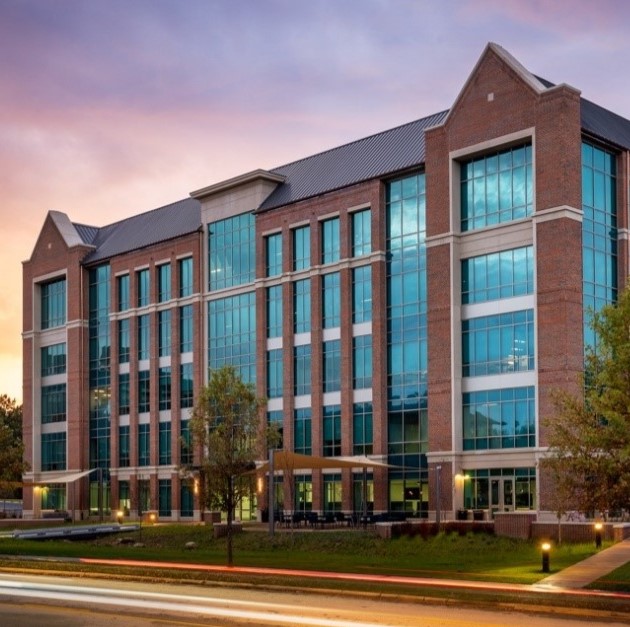 Large building in twilight