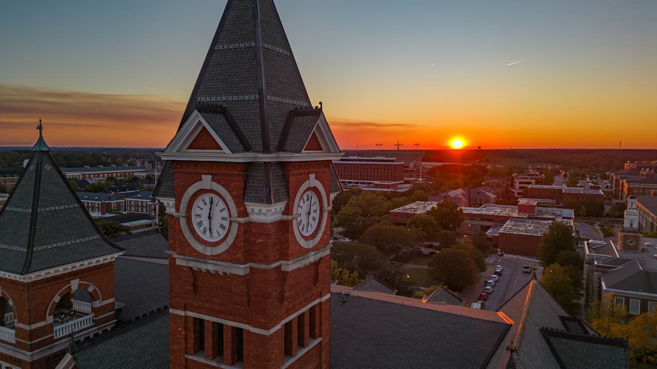 Samford Hall in sunrise