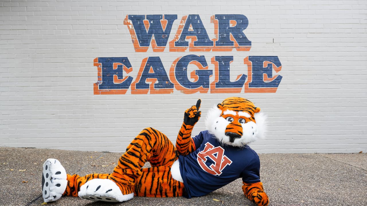 Aubie at the War Eagle wall