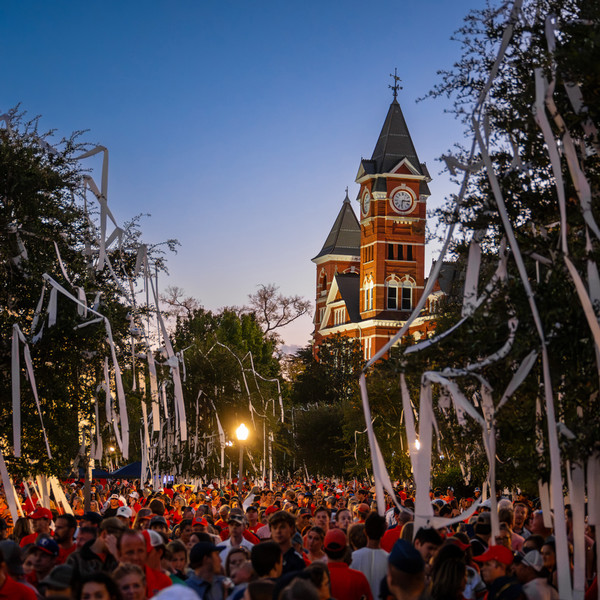 rolling Toomer's Corner at sunset