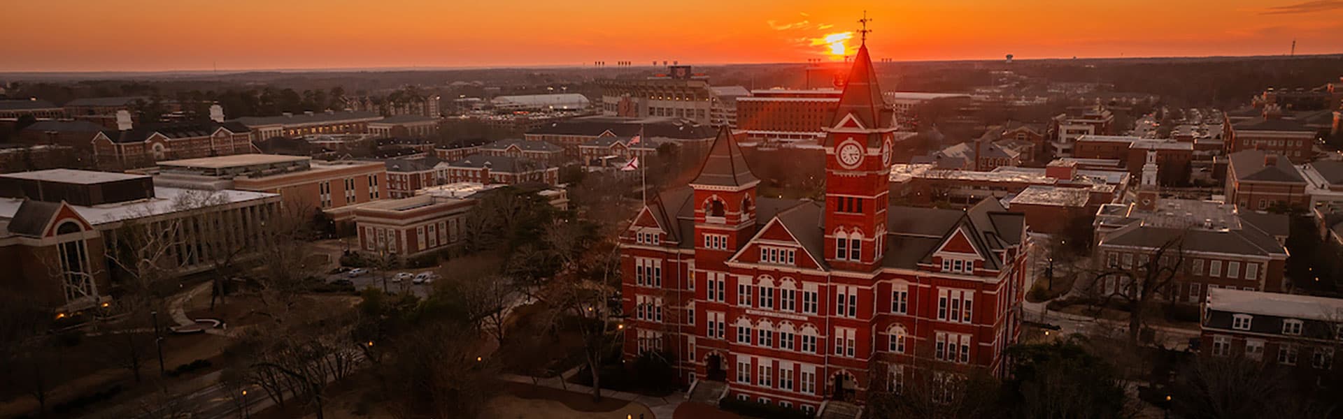 Aerial view of Auburn Campus from above College St.