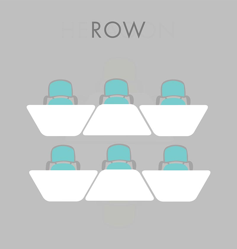 Graphic showing desks in two rows