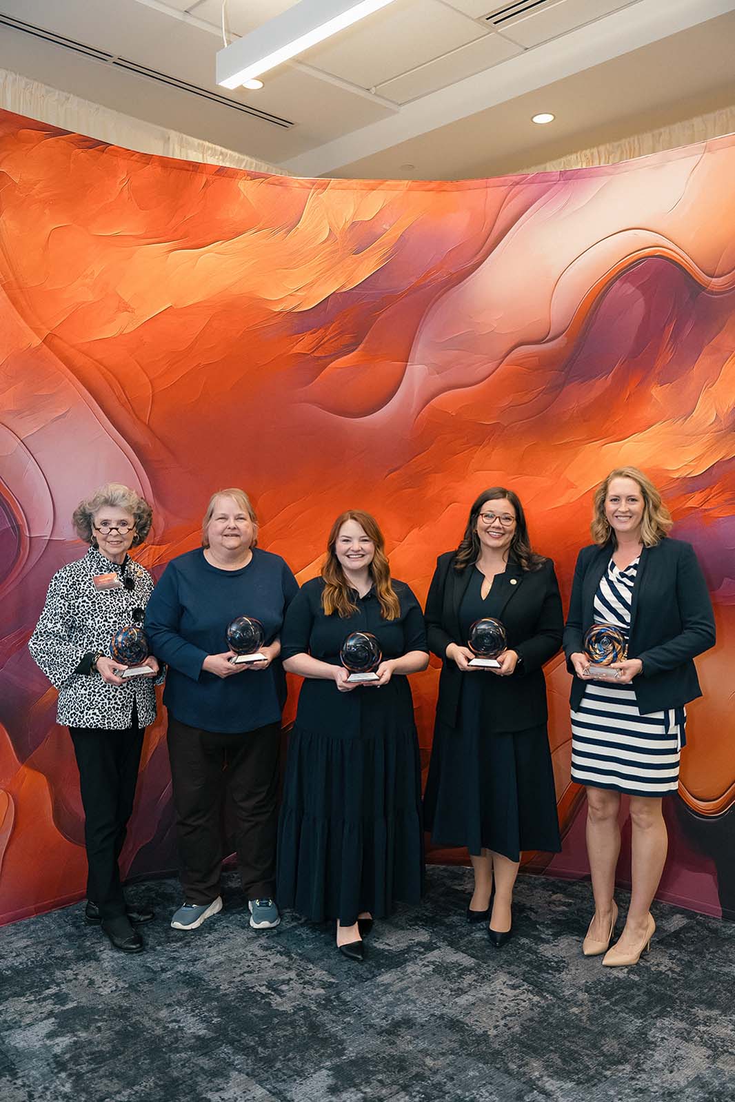 Provost Advising Awards 2026 winners left-to-right: Joyce Griffin, Robin Ellis, Mary Colvin, Suzanne Hunter, and Katie Cooper