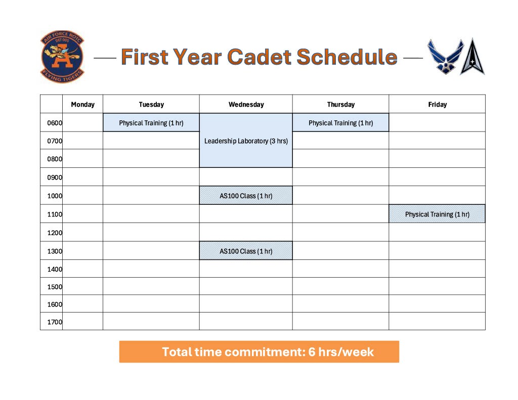 First Year Cadet Schedule