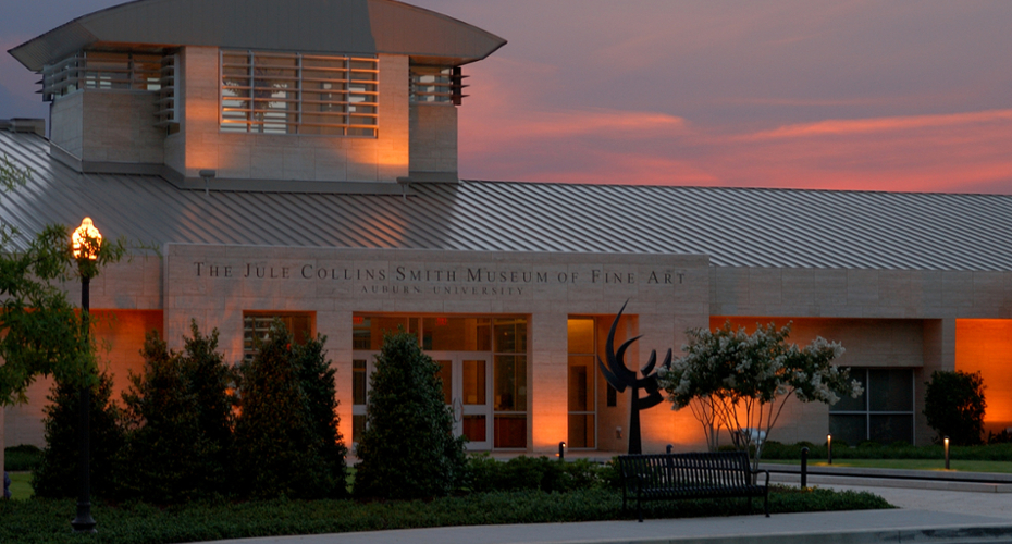 Sunset photo of the museum exterior
