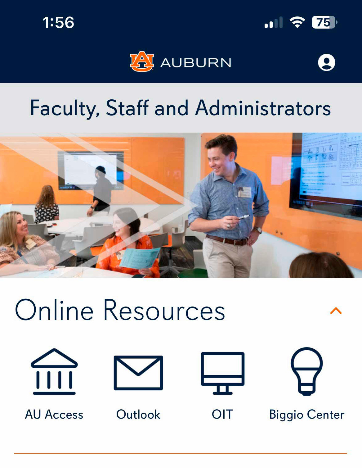 Screenshot of Auburn app