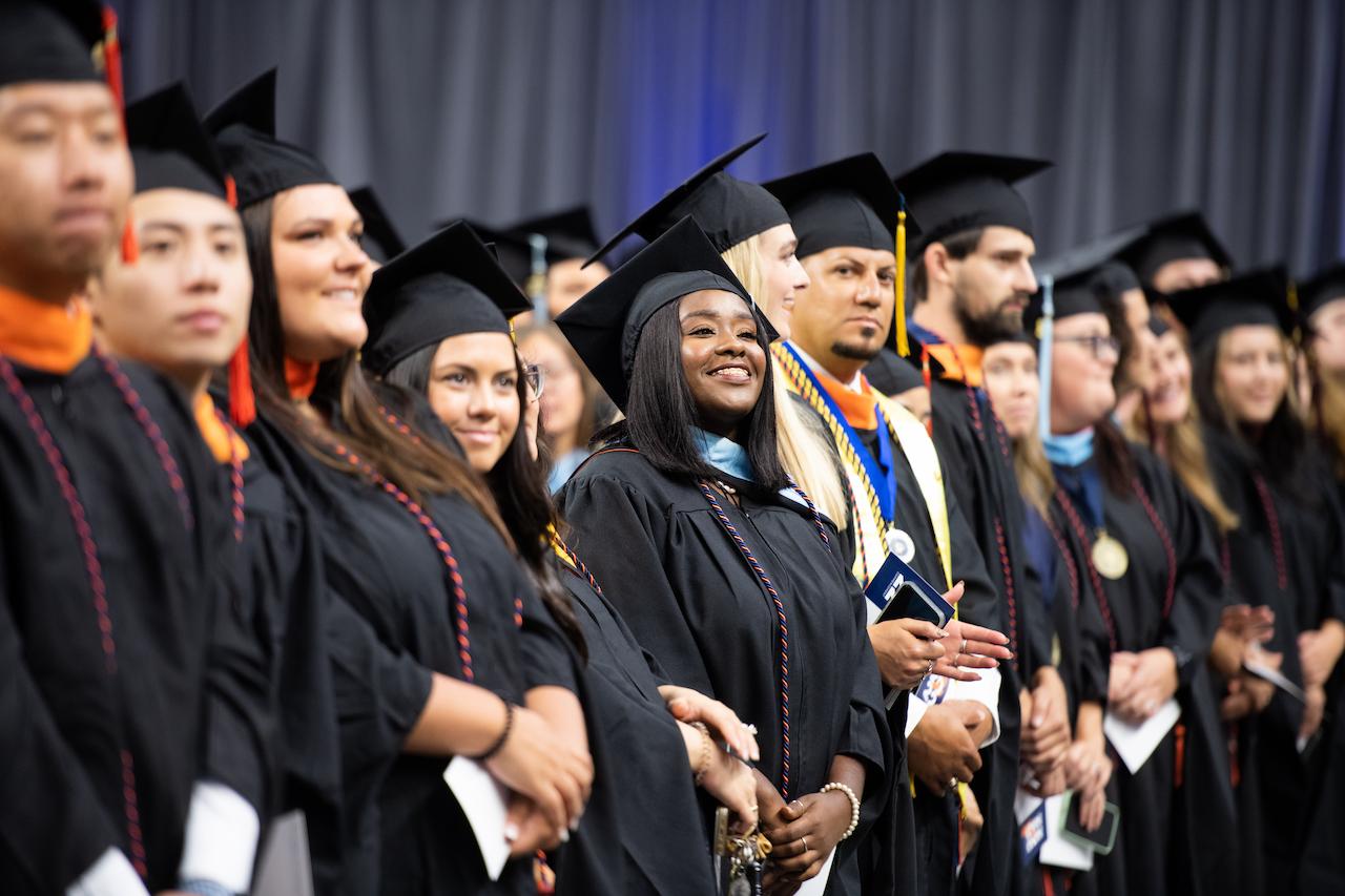 Several graduates at commencement