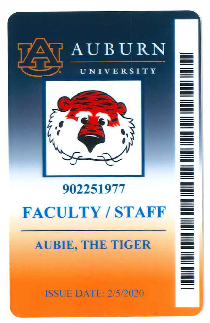 aubie picture on an id card