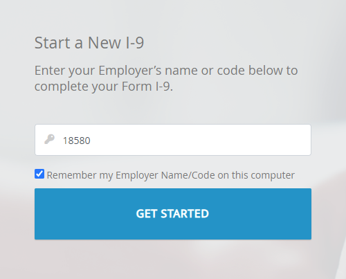 screenshot of employee code screen
