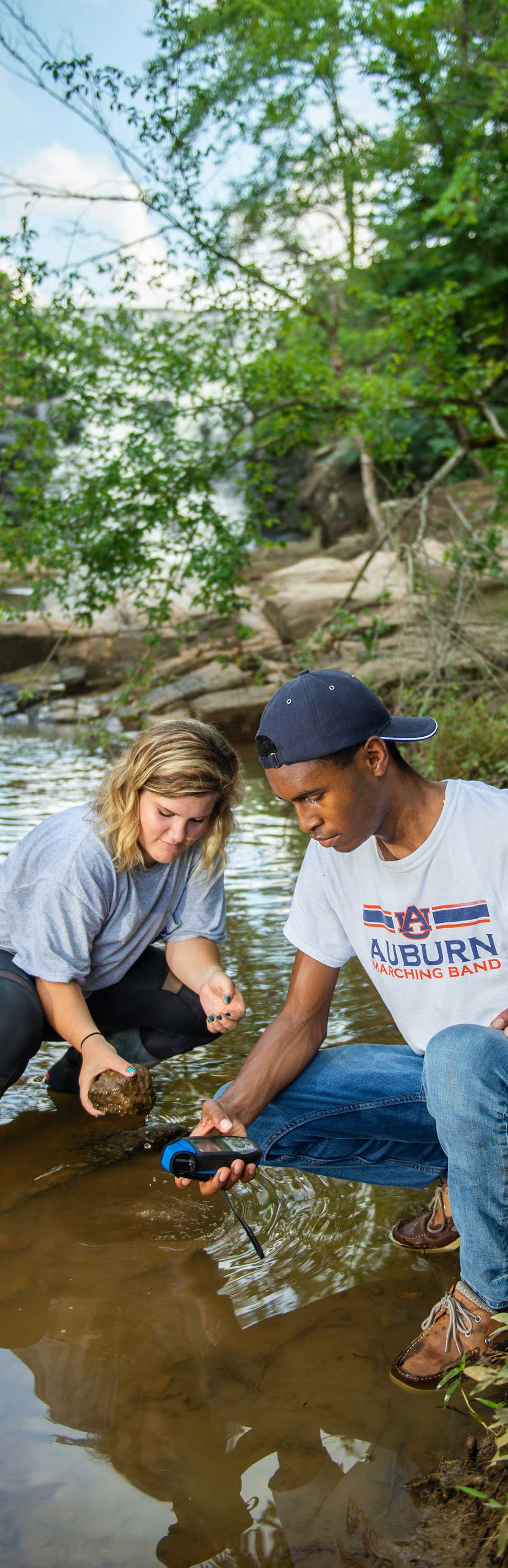 Photograph of students conducting research