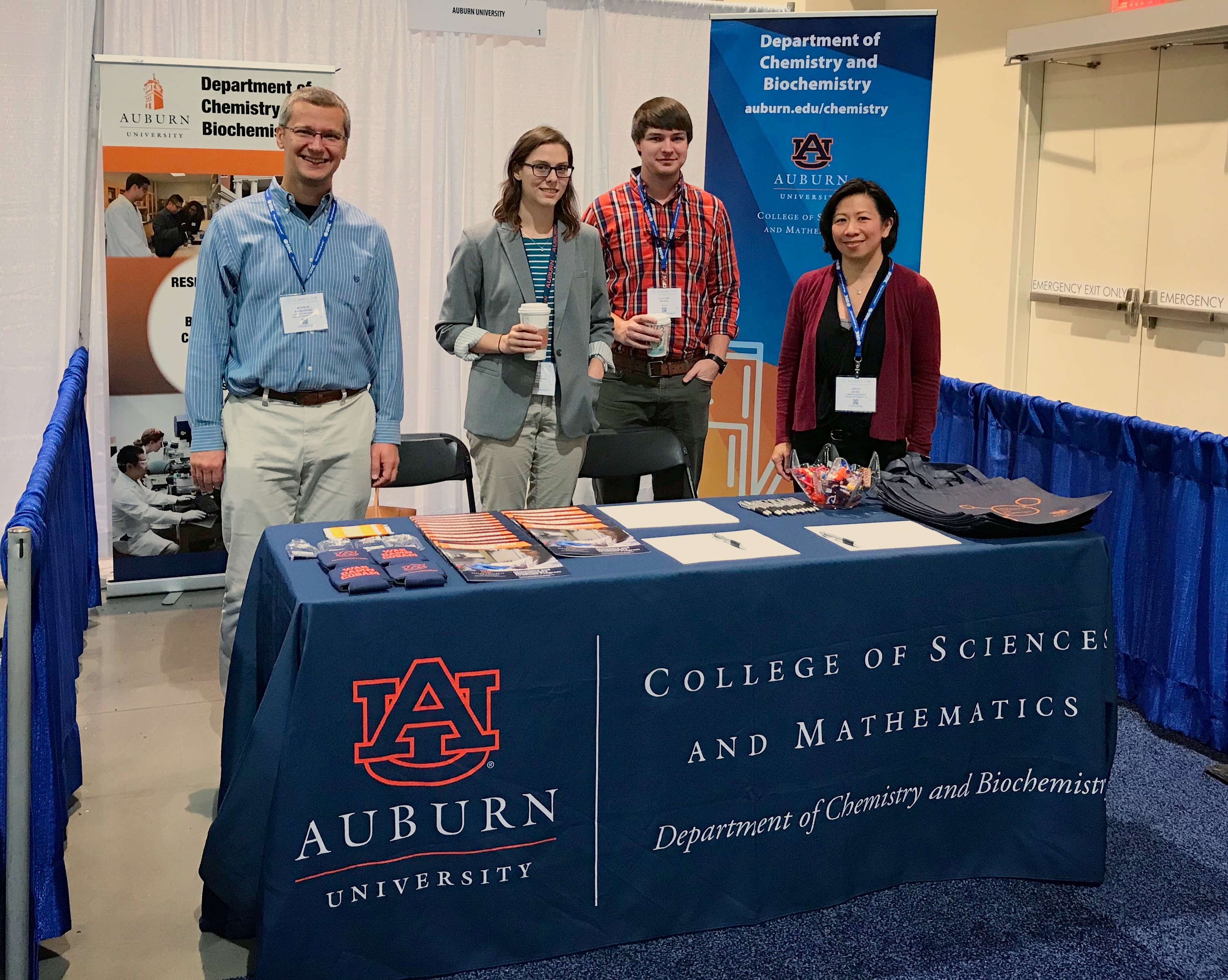 Pictured left to right: Associate Professor Dr. Konrad Patkowski, Graduate Student Julie Niklas, Graduate Student Clay Black and Director of Instructional and Research Laboratories Dr. Joyce Hung.