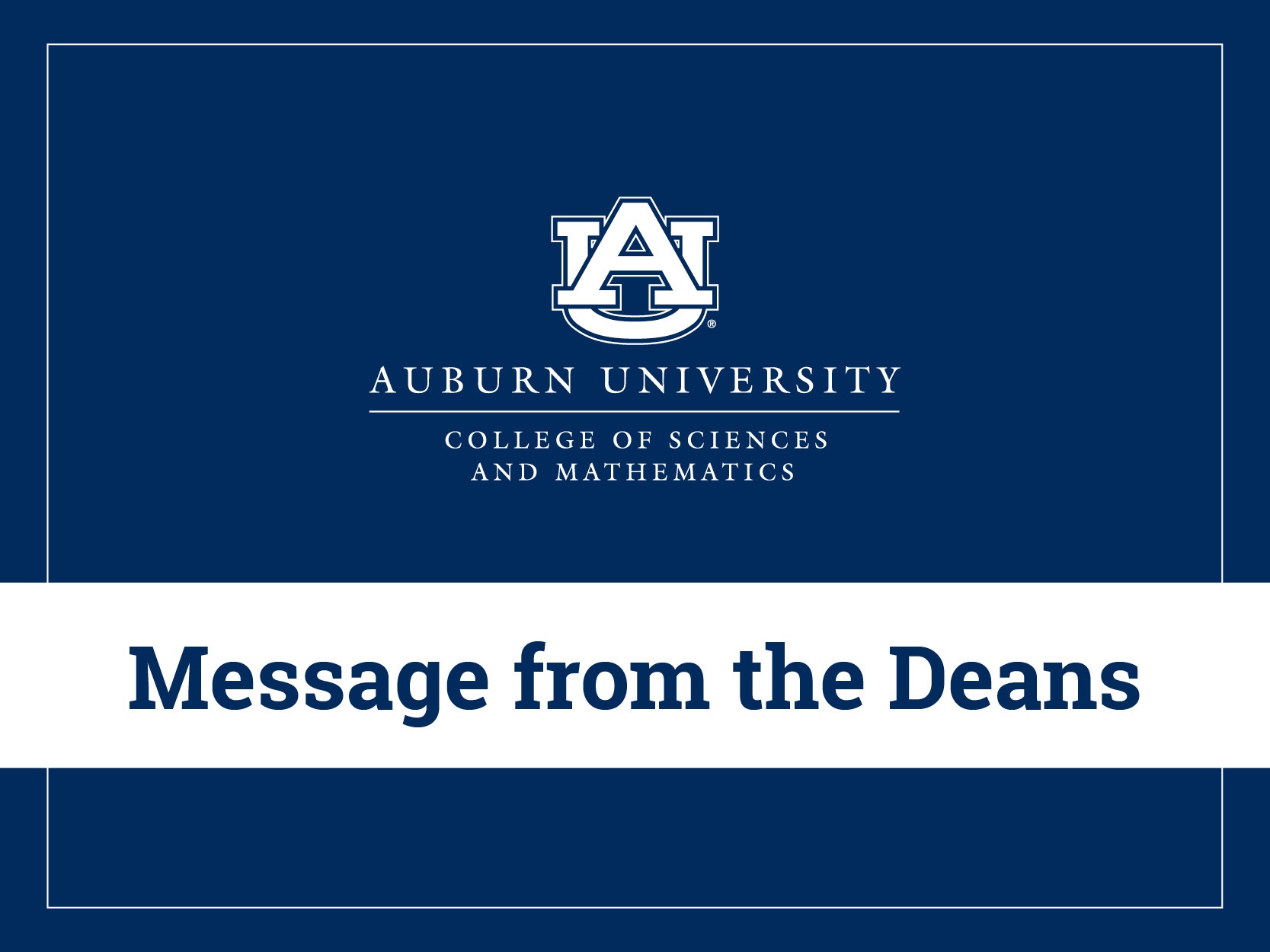Graphic with the words Message from the Deans