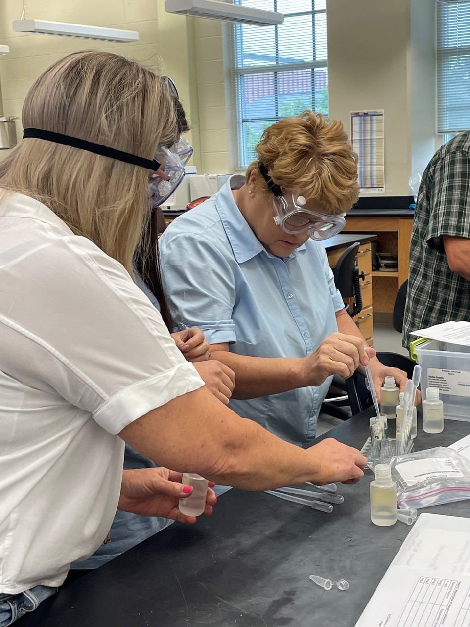Teachers measure the capacity of the lichens to absorb various chemicals. 