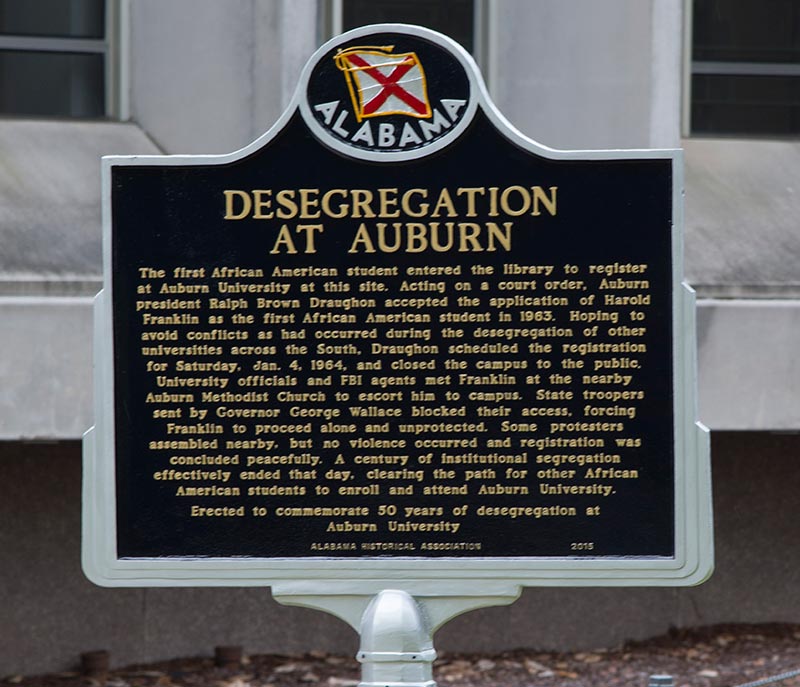 Desegregation at Auburn sign