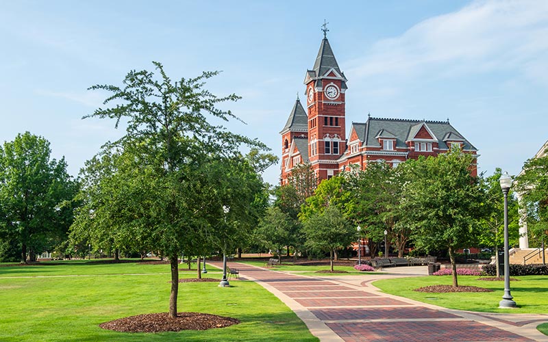 Samford Hall is pictured in the distance
