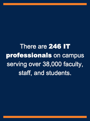 There are 246 IT professionals on campus serving over 38,000 faculty, staff, and students.