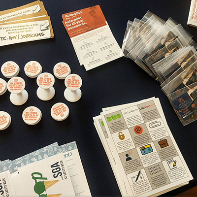 Promotional items for the table at student safety week