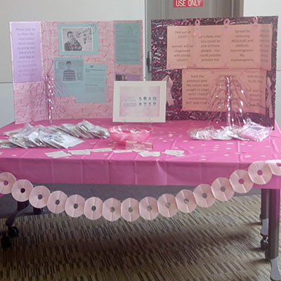 Display and giveaways for a Breast Cancer Awareness Month event