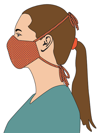 Woman's face from the side showing how to wear the face mask