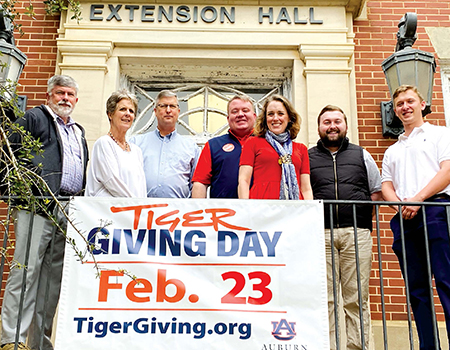 GEDI staff members celebrate Tiger Giving Day. Pictured left to right are Davis Cooper, Julia Heflin, David Mixson, Jeremy Arthur, Amelia Stehou- wer, Jordan Kramer and Tyler Garner.