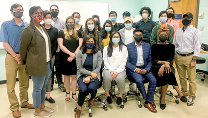 Group photo of students wearing face masks