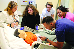 Gibson-Young oversees students in the state-of-the-art simulation suite in the College of Nursing. Students engage in real-life scenarios where they provide care to simulated patients. Realistic simulators give nursing students the opportunity to participate in designed learning activities in a safe, controlled environment.