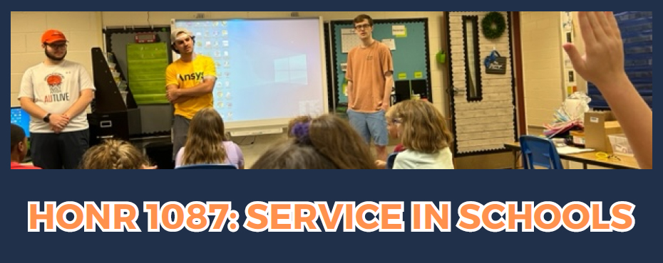 Instructors and students in classroom setting, HONR 1087: Service in Schools