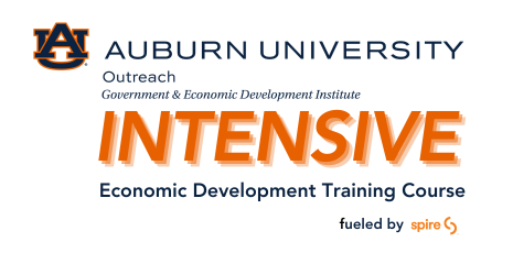 Image of GEDI Logo and text ‘Intensive Economic Development Training Course fueled by Spire’