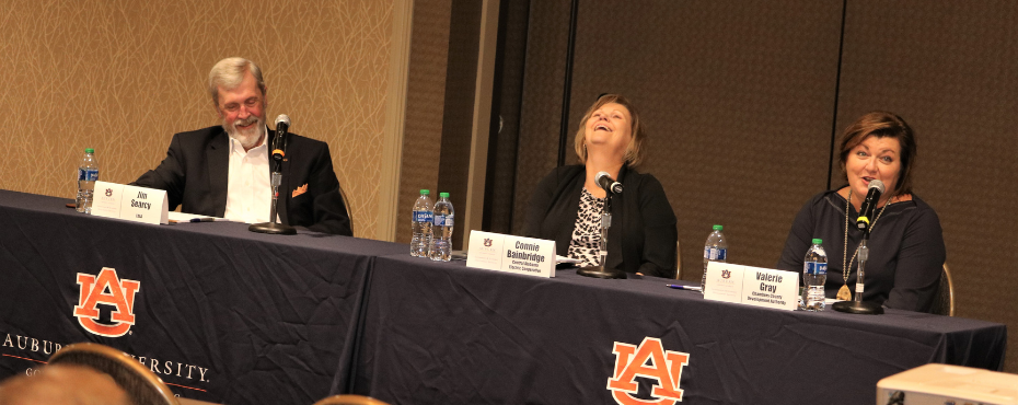 Jim Searcy, Connie Bainbridge and Valerie Gray during class panel discussion