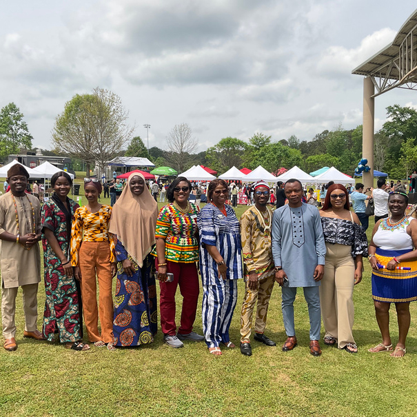 Group of participants wearing cultural attire