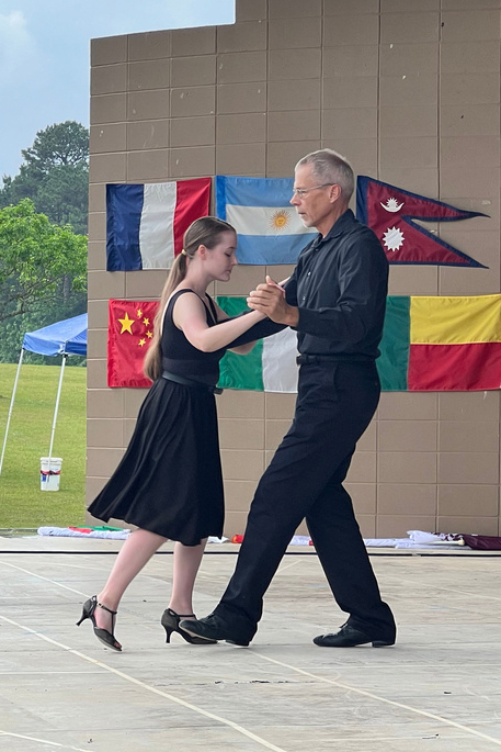 couple on stage dancing