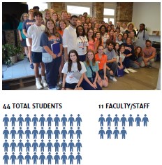 Group picture of faculty/staff and students. 44 total students, 11 faculty/staff.