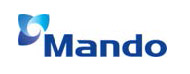 Blue arc icon with blue word Mando
