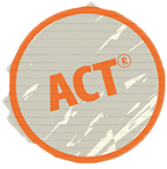 The letters 'ACT' written on paper circled in orange