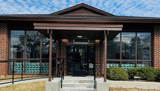 Brick building outside view of the Chambers County Health and Wellness Center